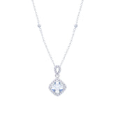 عصفور كريستال سلسلة فضة عيار 925 بتصميم معين مرصع بالزركون